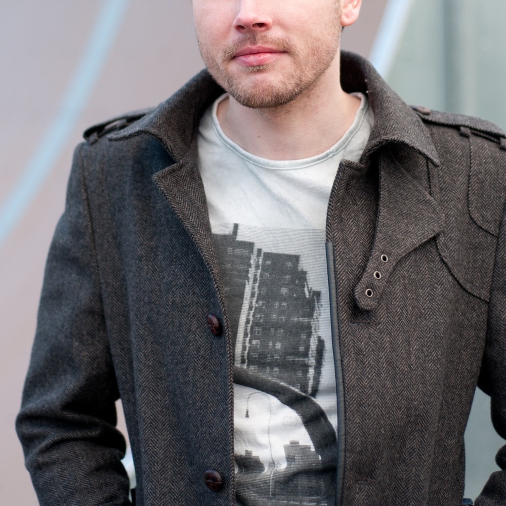 River Island Brown Herringbone Overcoat